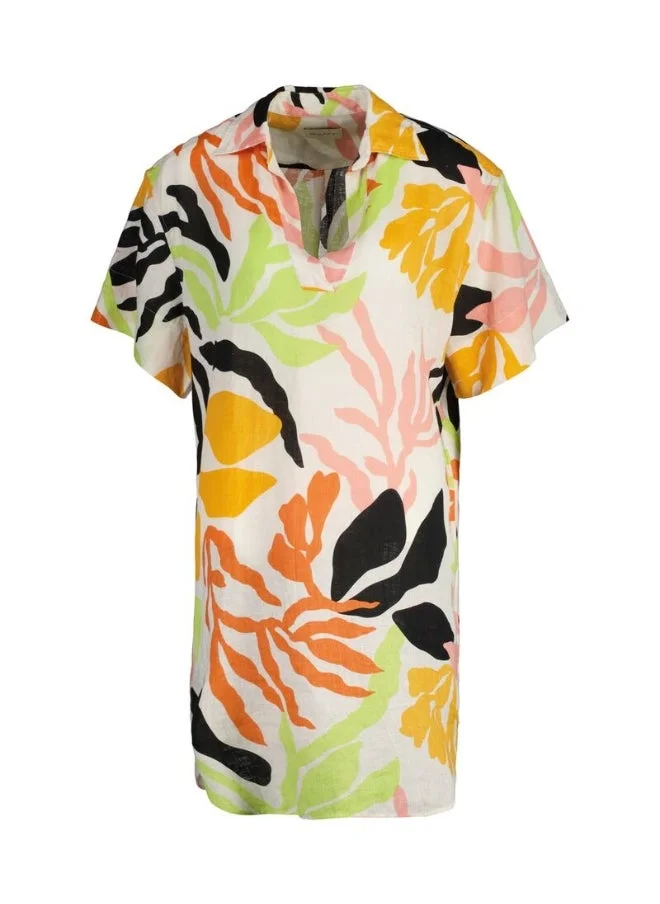 GANT Gant Palm Print Linen Short Sleeve Caftan