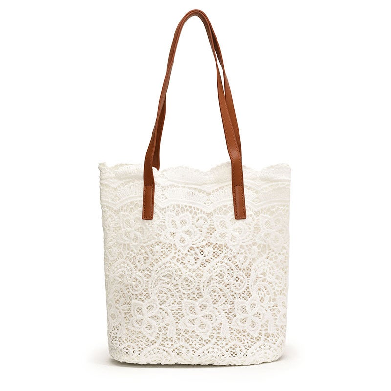 2024 Women'S Bag Retro Lace Fairy Bag Ins Simple French Niche Design Large Capacity Tote