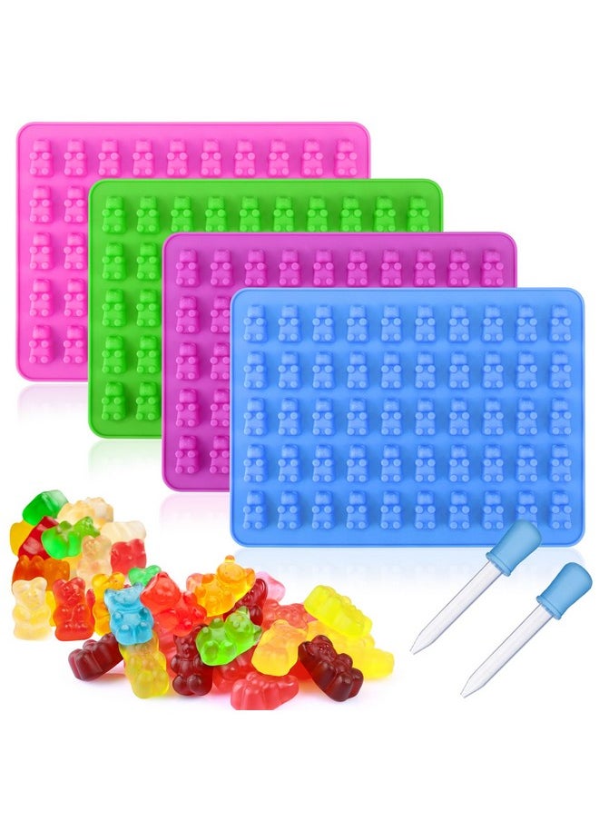 PalkSky Palksky 4Pcs Gummy Bear Mold Silicone, Fruit Snack Molds, Gummies Trays Molds with Dropper for Candy Chocolate  - Image 1