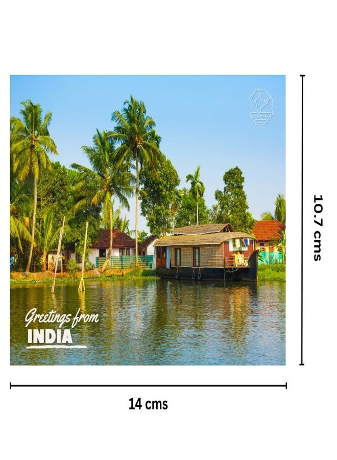 VERYFIRSTTALE India Postcards | Greetings From India - Kerala Back Waters & Houseboat | Pack of 5 | Postcards Of India | Indian Souveniers | Glossy Finish | 14 cms x 10.7 cms with FREE Envelopes - Image 5