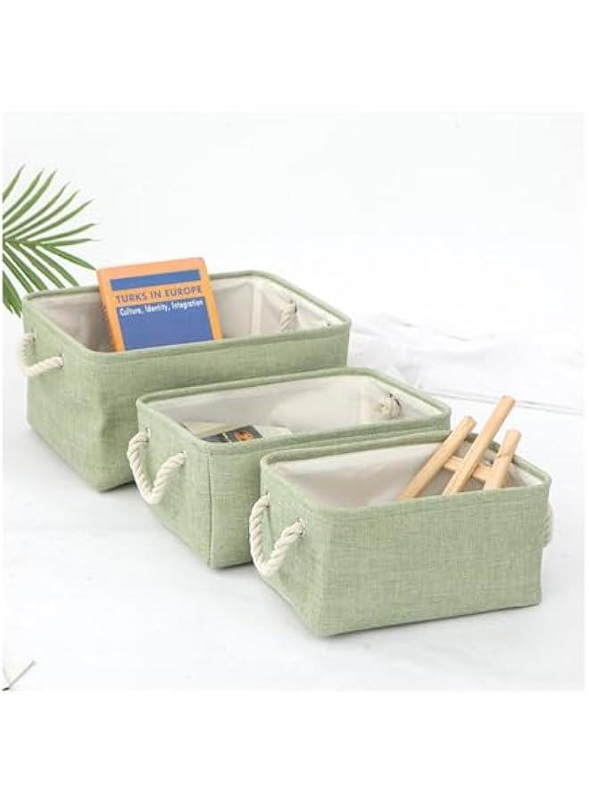 HOOKOR Large Fabric Baskets for Organizing 【3-pack】 Closet Organizers and Storage Baskets for Gifts Empty Foldable Nursery Baskets for Toy Storage, Green  - Image 1