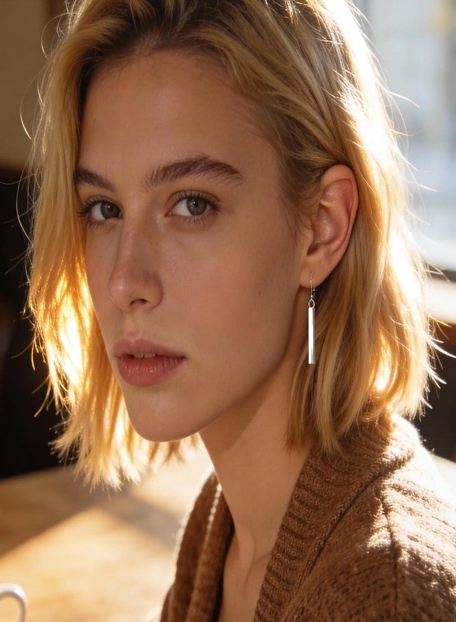 أليكس كرافت أقراط متدلية من الفضة الإسترلينية للنساء، مضادة للحساسية، أقراط طويلة متدلية من الفضة الإسترلينية، أقراط عصرية للنساء - Image 2