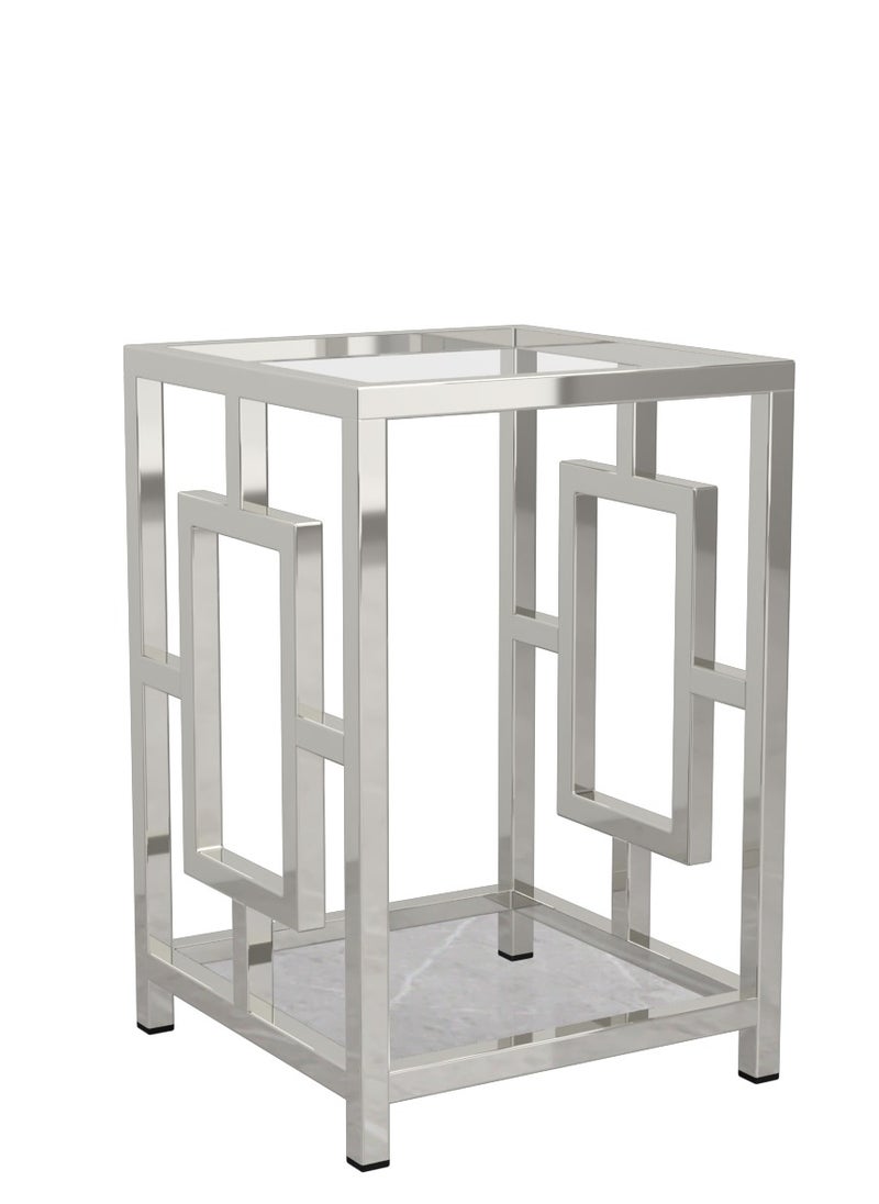 Stainless Steel Side Table with Glass Top  60x40x40cm - pzsku/Z290C5B50006B0D0CD515Z/45/_/1718190858/c4f97996-a538-496e-a90d-87a7aab6a889