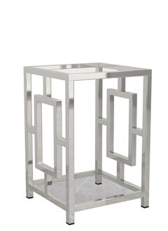 RIGID Stainless Steel Side Table with Glass Top  60x40x40cm  - Image 2