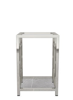 RIGID Stainless Steel Side Table with Glass Top  60x40x40cm  - Image 3