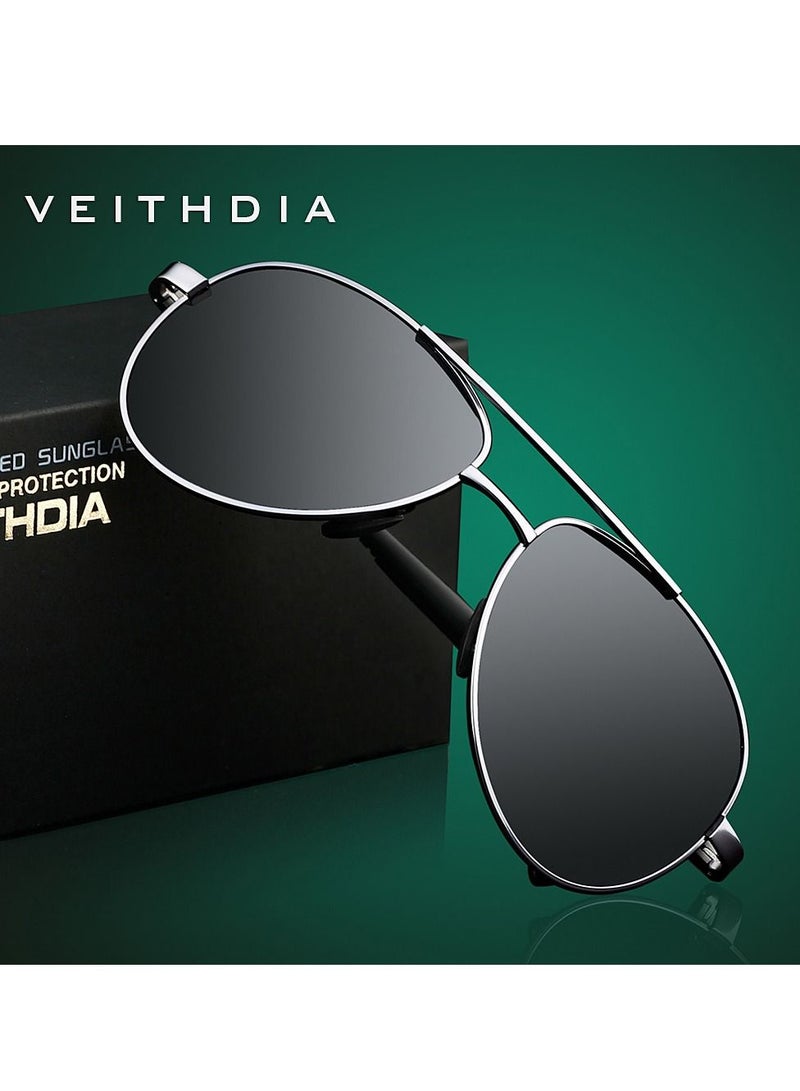Veithdia Men's Polarized and UV Resistant Metal Full Frame Sunglasses - Image 2