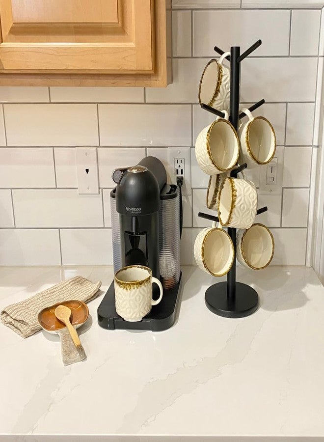 إيفلوتس حامل أكواب قهوة من إيفيلوتس - رف منظم لأكواب الشاي - خطافات على شكل شجرة تتسع لـ 8 أكواب كبيرة - خشب متين بطلاء أسود - وحدة تخزين لعرض أدوات ركن القهوة - Image 2