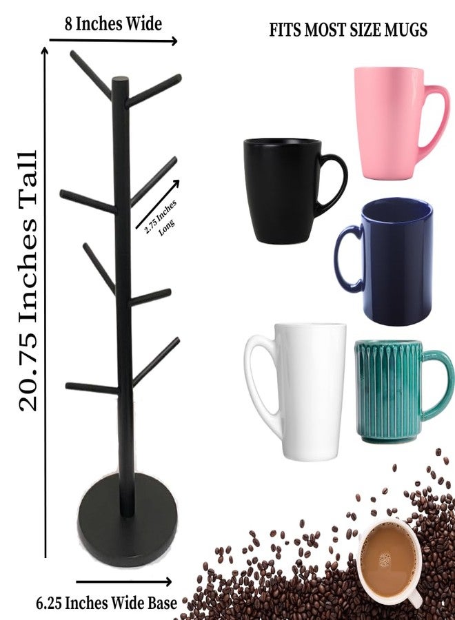 إيفلوتس حامل أكواب قهوة من إيفيلوتس - رف منظم لأكواب الشاي - خطافات على شكل شجرة تتسع لـ 8 أكواب كبيرة - خشب متين بطلاء أسود - وحدة تخزين لعرض أدوات ركن القهوة - Image 5