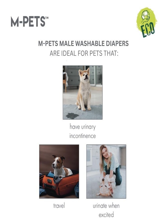 أم-بيتس حفاضات M-PETS للكلاب الذكور قابلة للغسل، قابلة لإعادة الاستخدام، مزودة بأحزمة بطن مانعة للتسرب، ماصة، تسمح بمرور الهواء، مصنوعة من قماش شبكي ناعم، قابلة للتعديل، مناسبة للسفر، مناسبة لسلس البول الناتج عن الإثارة، مقاس الخصر: 17.7-22.8 سم، صغير جدًا - Image 5