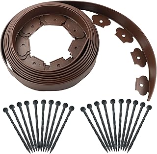 Yowlieu Yowlieu 20 Ft No Dig Landscape Edging Kit, Brown Garden Edging Border with 20 Edging Stakes, Plastic Landscaping Edging  - Image 1