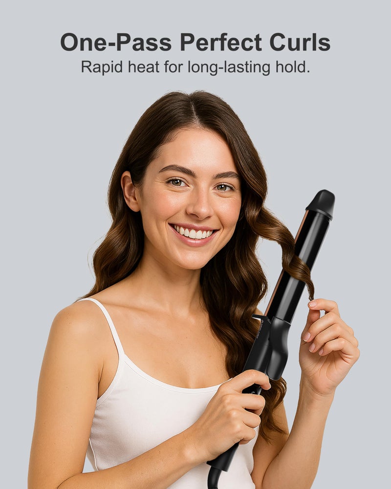 ANNLARY 1.25 Inch Curling Iron, 1 1/4 Titanium Ceramic Hair Curler, Fast Heating Curling Wand with 8 Heat Settings with LED Display for All Hair Types Dual Voltage 110-240V for Travel - Image 2