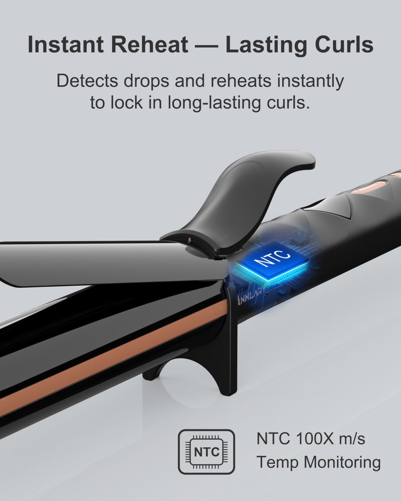 ANNLARY 1.25 Inch Curling Iron, 1 1/4 Titanium Ceramic Hair Curler, Fast Heating Curling Wand with 8 Heat Settings with LED Display for All Hair Types Dual Voltage 110-240V for Travel - Image 4