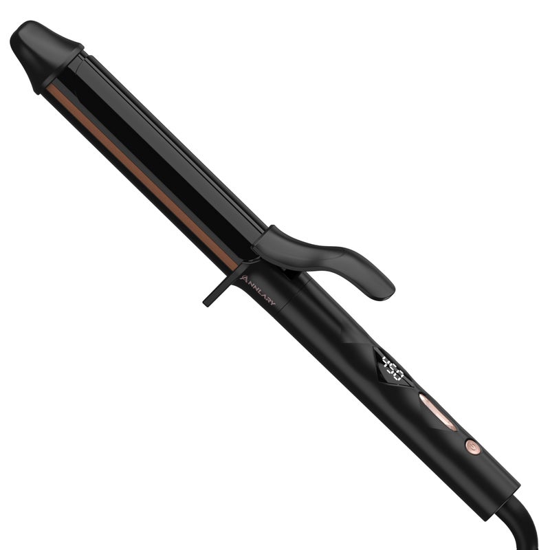 ANNLARY 1.25 Inch Curling Iron, 1 1/4 Titanium Ceramic Hair Curler, Fast Heating Curling Wand with 8 Heat Settings with LED Display for All Hair Types Dual Voltage 110-240V for Travel - Image 1