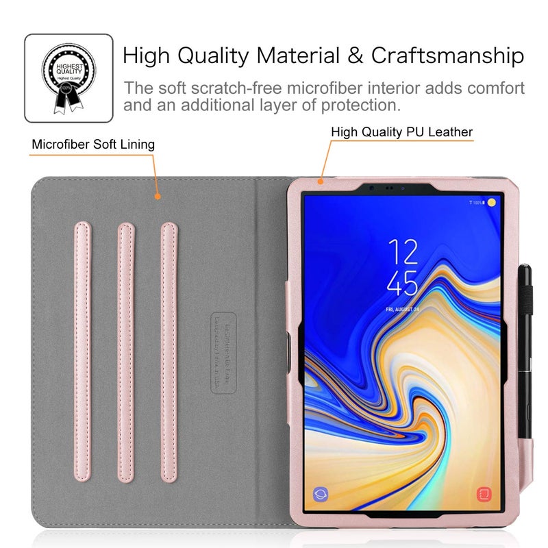 Fintie Case for Samsung Galaxy Tab S4 10.5 2018 Model SM-T830/T835/T837, Multi-Angle Viewing Stand Cover with S Pen Protective Holder Auto Sleep/Wake Feature, Rose Gold - Image 3