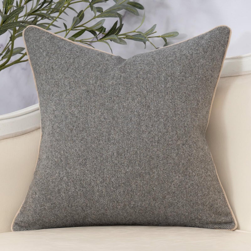 Yangest Neutral Floral Pillow Cover 18 x18 Inches, Vintage Chenille Square Throw Pillow Cover Soft Decorative Farmhouse Accent Couch Pillow Cover for Living Room Bedroom, Grey - Image 2