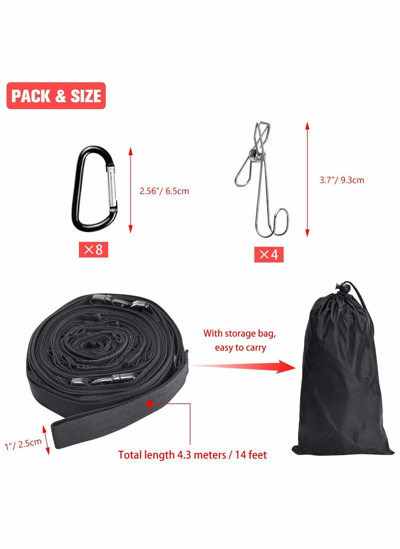 SYOSI - Outdoor Clothesline with Hooks and Carry Bag, Tent Camping Accessories Portable Camping Lanyard for Hanging Drying Clothes, Adjustable Windproof Travel Clothesline Hanging Rope（14ft） - Image 1