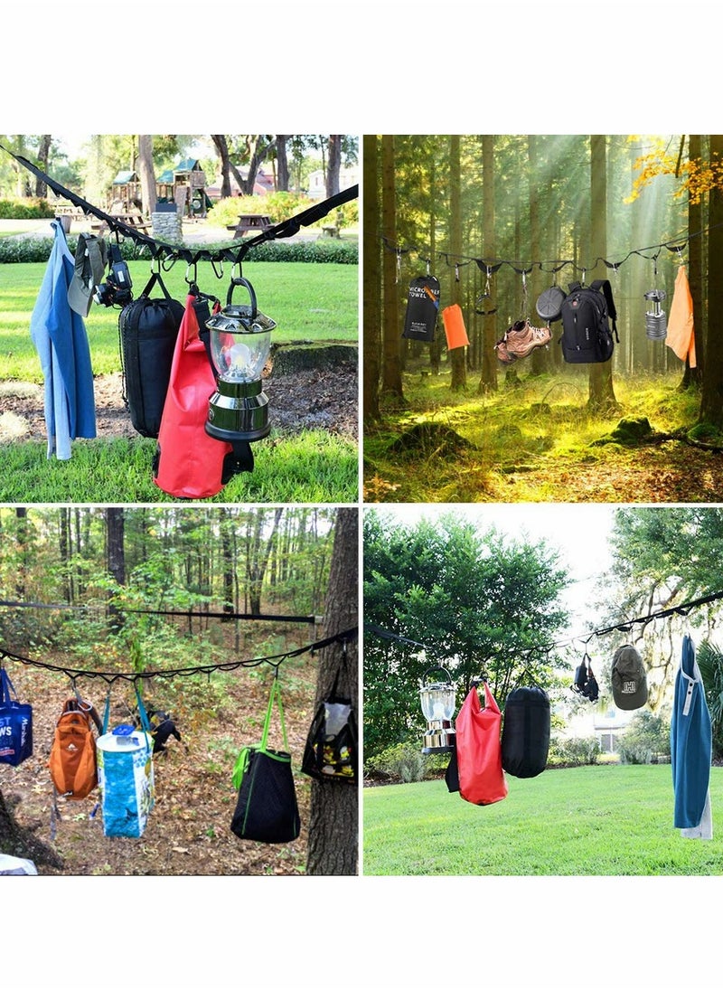 SYOSI - Outdoor Clothesline with Hooks and Carry Bag, Tent Camping Accessories Portable Camping Lanyard for Hanging Drying Clothes, Adjustable Windproof Travel Clothesline Hanging Rope（14ft） - Image 1
