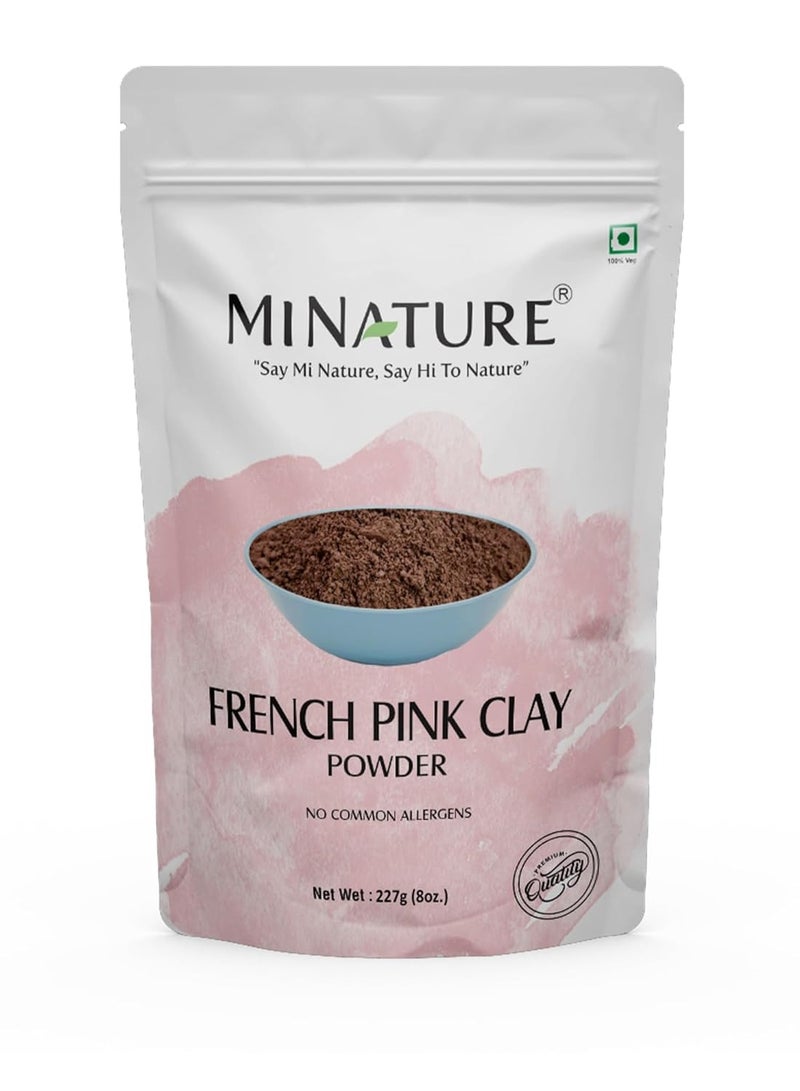mi nature French Pink Powder | Montmorillonite Rose Pink-Clay | Detox, Exfoliation, Oil Control|100% Pure & Natural Face Mask Skincare |227g - Image 1