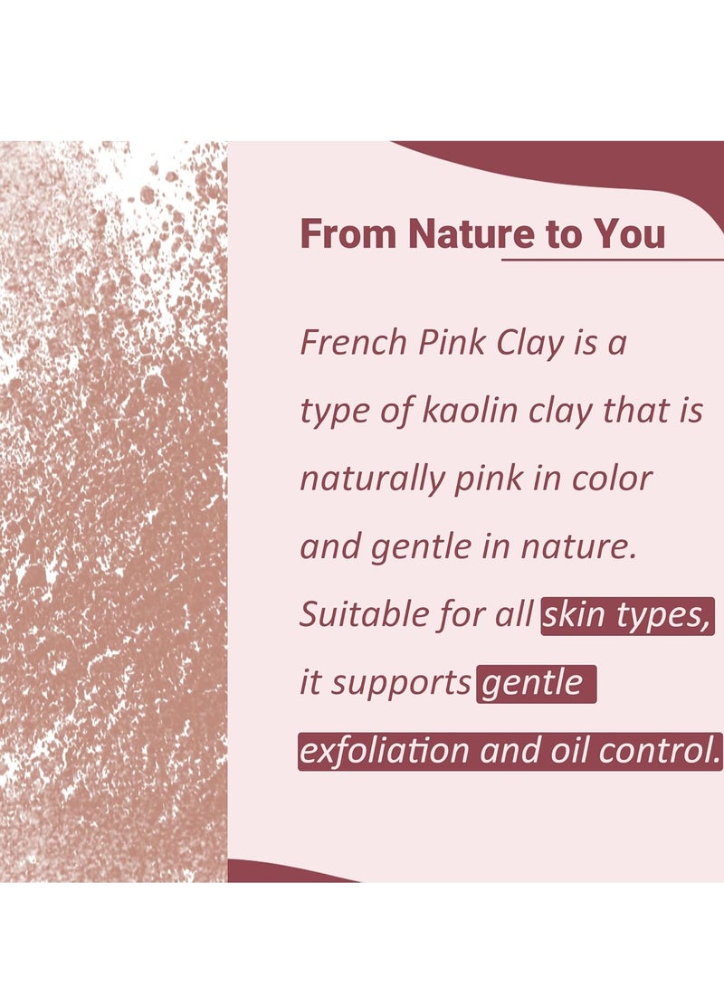 mi nature French Pink Powder | Montmorillonite Rose Pink-Clay | Detox, Exfoliation, Oil Control|100% Pure & Natural Face Mask Skincare |227g - Image 2