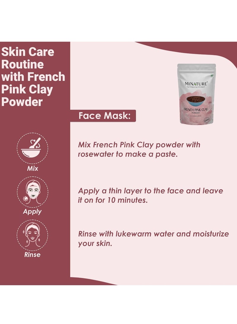 mi nature French Pink Powder | Montmorillonite Rose Pink-Clay | Detox, Exfoliation, Oil Control|100% Pure & Natural Face Mask Skincare |227g - Image 5