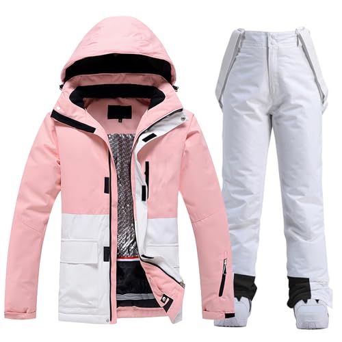 GS SNOWING Women's Ski Jackets and Bib Pants Set Windproof Waterproof Insulated Snowsuit - Image 1