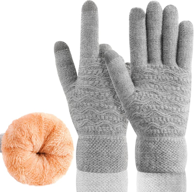 FENELY Women's Winter Warm Touch Screen Gloves Womens Thermal Cable Knit Wool Fleece Lined Glove for Cold Weather - Image 1