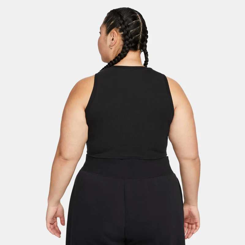 Nike Black Women's Sportswear Chill Knit Mini-Rib Tank Top (Plus Size) for Women | Best Price UAE