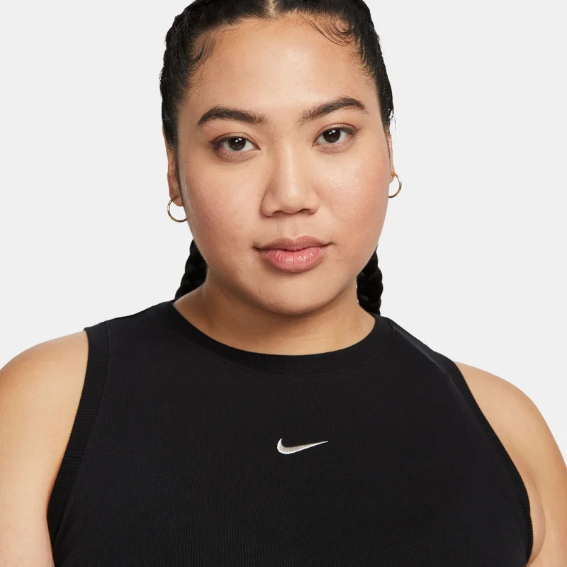 Nike Black Women's Sportswear Chill Knit Mini-Rib Tank Top (Plus Size) for Women | Best Price UAE