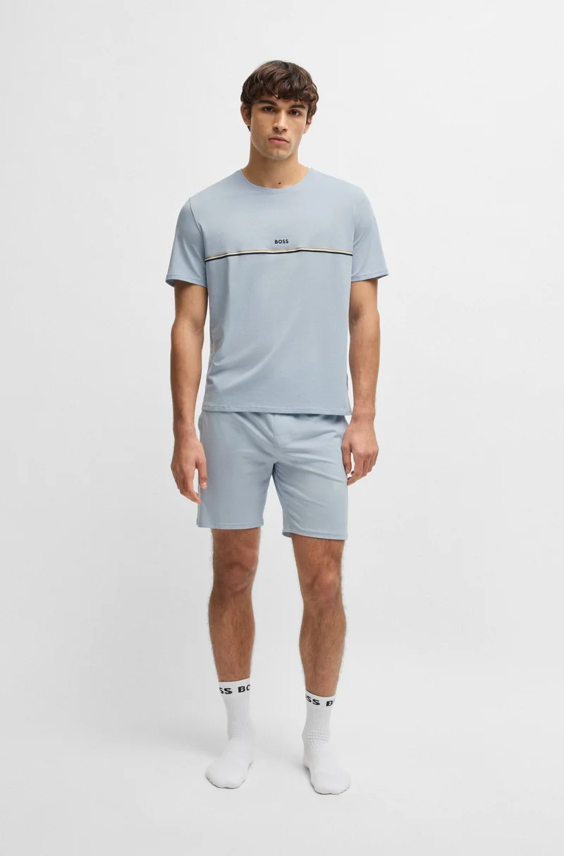 BOSS Stretch-cotton pyjama shorts with logo print