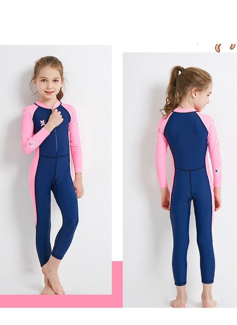 DIVE & SAIL - Keep Warm Children Diving Suit Three-layer High Elastic Wetsuit For Girls Pink - Image 1