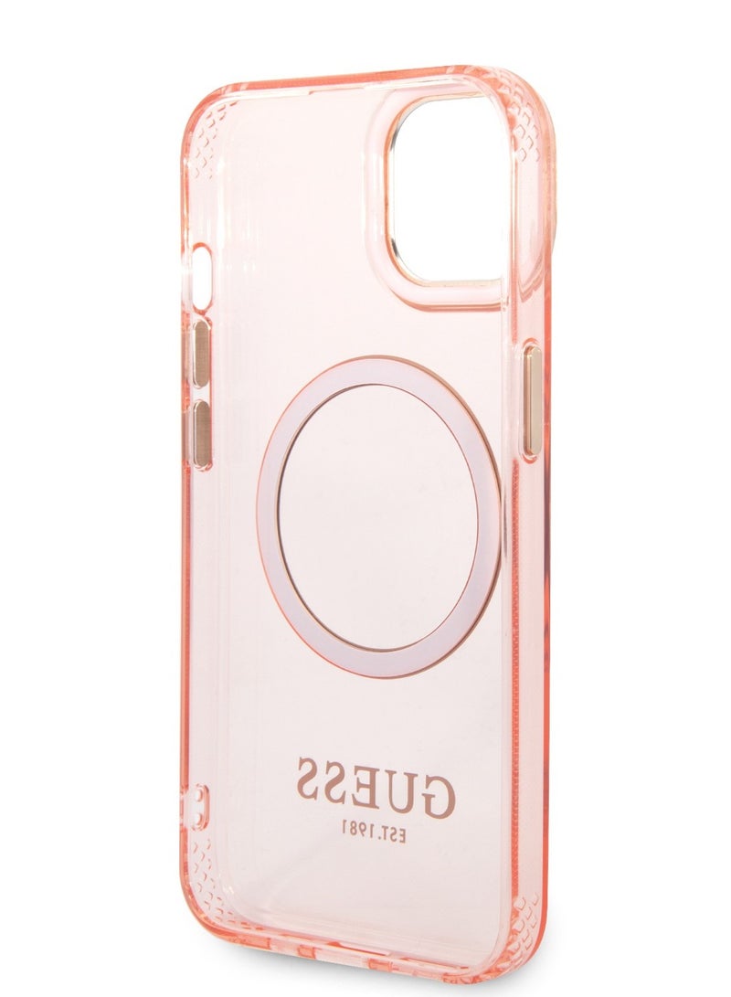 GUESS Magsafe Case With Translucent Gold Outline - iPhone 14 - Pink - Image 5