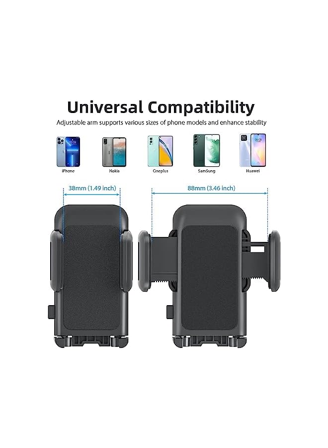 PROMASS 3IN1 Car Phone Holder With Charging Cable, Car Phone Holder Dashboard Car Mobile Stand Windshield,360° Rotatable Extendable Arm, Compatible With iPhone & Other Smart Phones- Black - Image 5