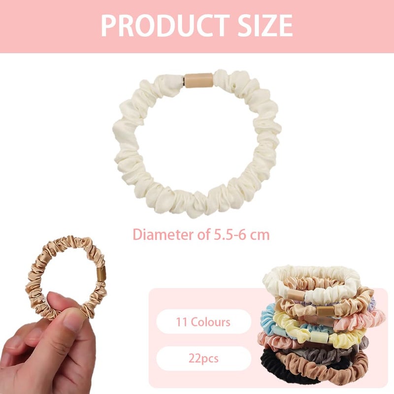 TRKETK 22 Pieces Satin Scrunchies for Women Ties Soft Damage Free Elastic Scrunchies Soft Non-slip Ponytail Holder Satin Hair Scrunchies for Women Daily Use - Image 2