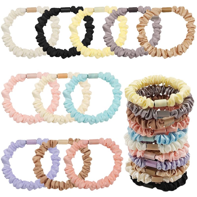 TRKETK 22 Pieces Satin Scrunchies for Women Ties Soft Damage Free Elastic Scrunchies Soft Non-slip Ponytail Holder Satin Hair Scrunchies for Women Daily Use - Image 1