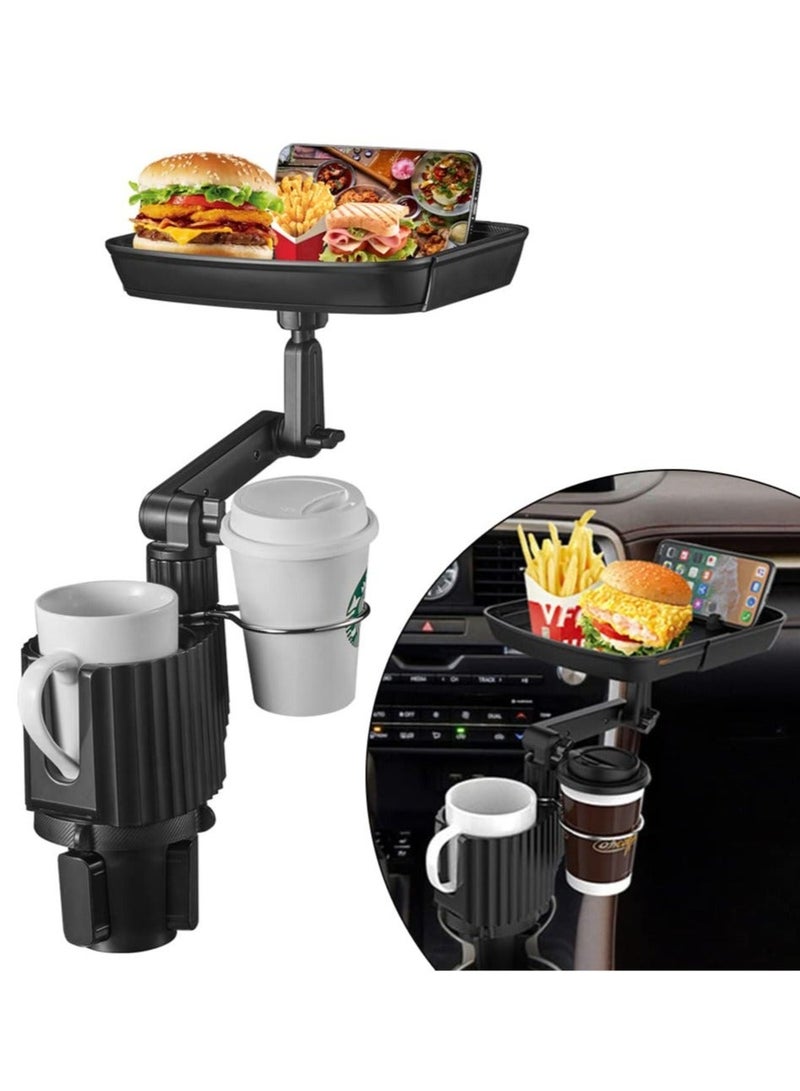 WALALLA Car Cup Holder Mobile Phone Holder Expander with Detachable Tray, Multifunctional Car Food Tray Table, Travel Trip Accessories Large Water Bottle Holder - Image 1