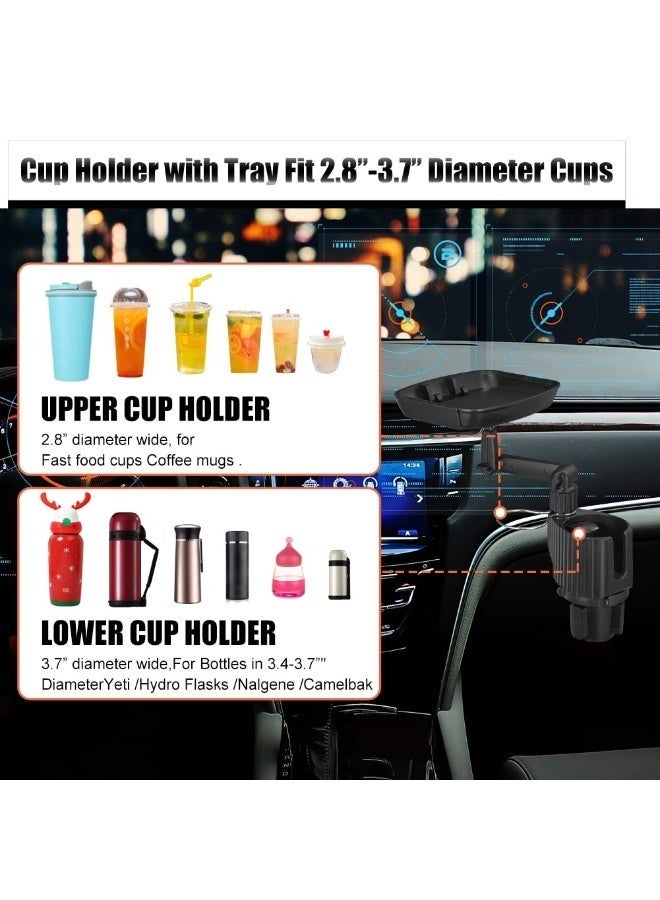 WALALLA Car Cup Holder Mobile Phone Holder Expander with Detachable Tray, Multifunctional Car Food Tray Table, Travel Trip Accessories Large Water Bottle Holder - Image 5