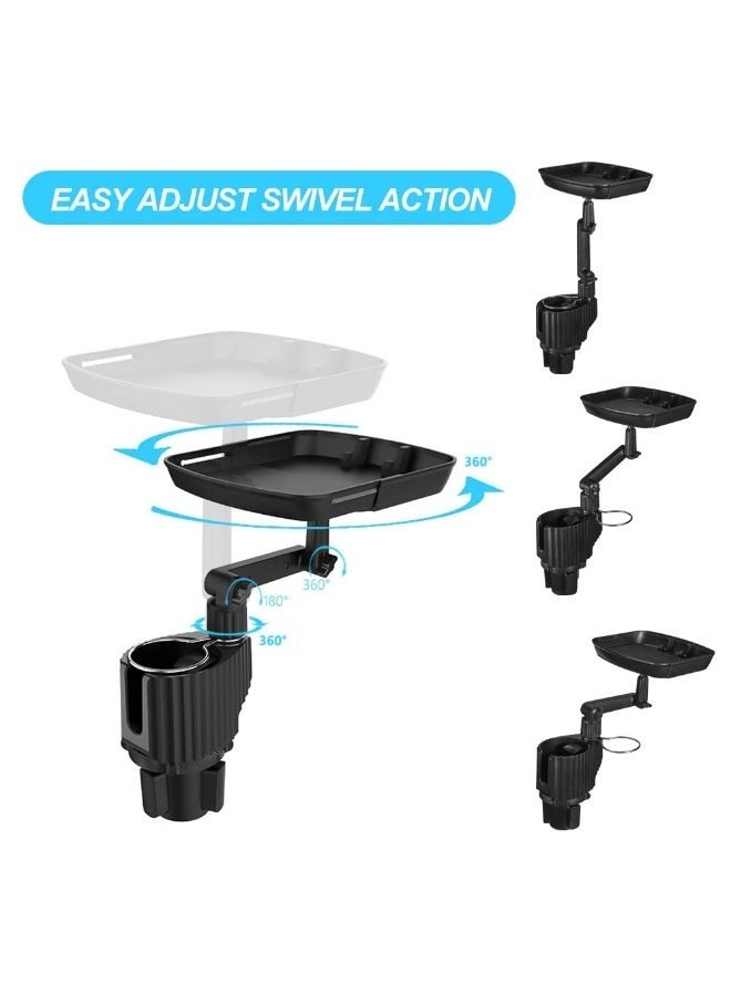 WALALLA Car Cup Holder Mobile Phone Holder Expander with Detachable Tray, Multifunctional Car Food Tray Table, Travel Trip Accessories Large Water Bottle Holder - Image 2