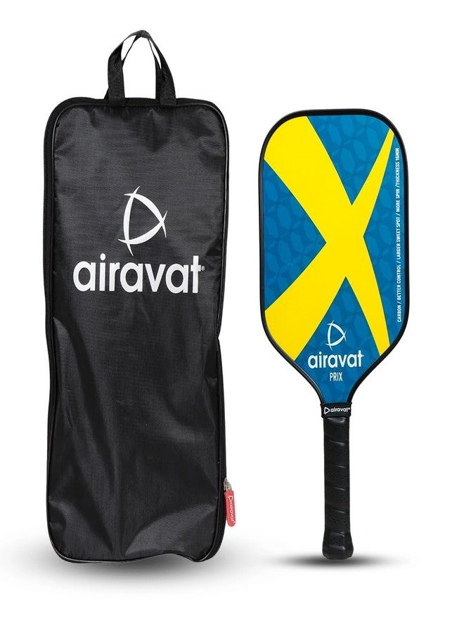 AIRAVAT مضرب/مضرب بيكلبول Airavat Prix 7404 مع حقيبة. تصميم هجين مرن، حماية دقيقة للحواف، قلب طاقة 16 مم، مقبض مانع للانزلاق، وهيكل كربوني خفيف الوزن. مطابق لمعايير USAPA. مناسب لجميع الفئات العمرية - لون أزرق مخضر - Image 1