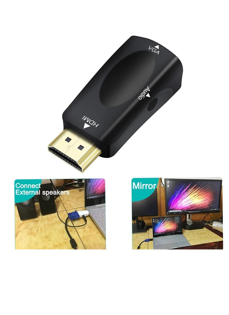 Generic - Dtech HDMI to VGA Adapter with 3.5mm Audio Port for Computer Monitor TV Video HD 1080P Male Input, Female Output, Black - Image 1