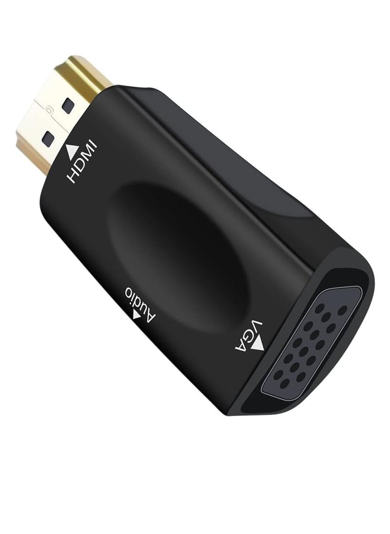Generic - Dtech HDMI to VGA Adapter with 3.5mm Audio Port for Computer Monitor TV Video HD 1080P Male Input, Female Output, Black - Image 1