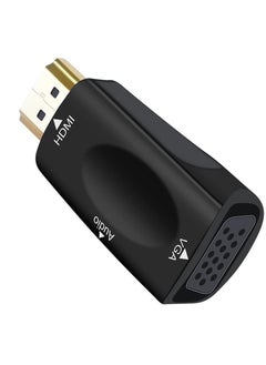 Dtech HDMI to VGA Adapter with 3.5mm Audio Port for Computer Monitor TV Video HD 1080P Male Input, Female Output, Black