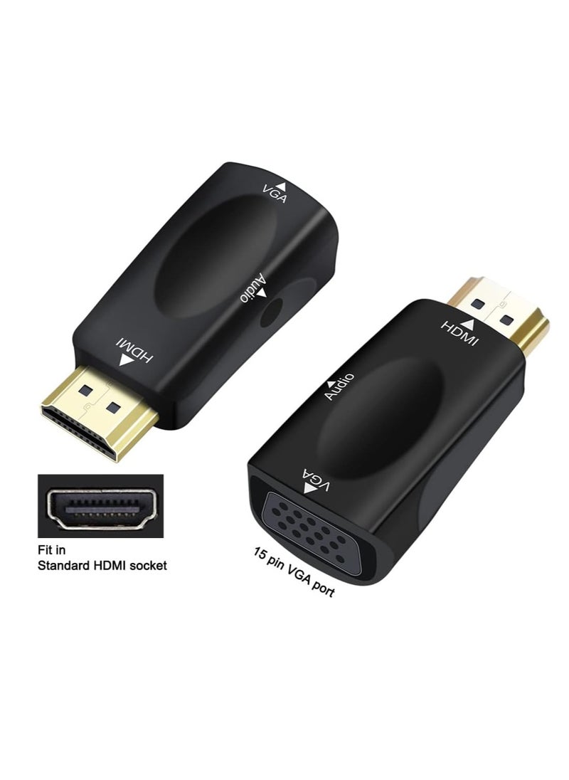 Generic - Dtech HDMI to VGA Adapter with 3.5mm Audio Port for Computer Monitor TV Video HD 1080P Male Input, Female Output, Black - Image 1