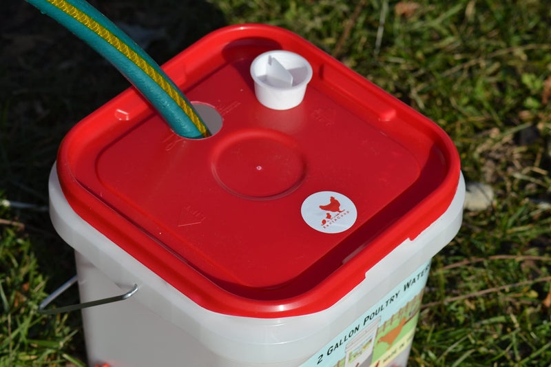 RentACoop 2 Gallon Chicken BPA-Free Plastic Bucket Waterer Set with 4 Horizontal Nipples - Corner Placement - Image 3
