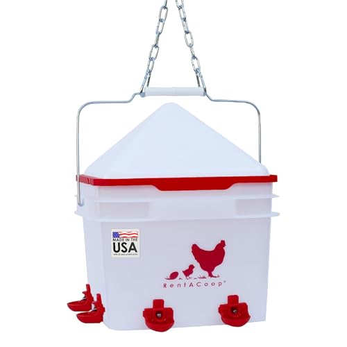 RentACoop 2 Gallon Chicken BPA-Free Plastic Bucket Waterer Set with 4 Horizontal Nipples - Corner Placement - Image 1