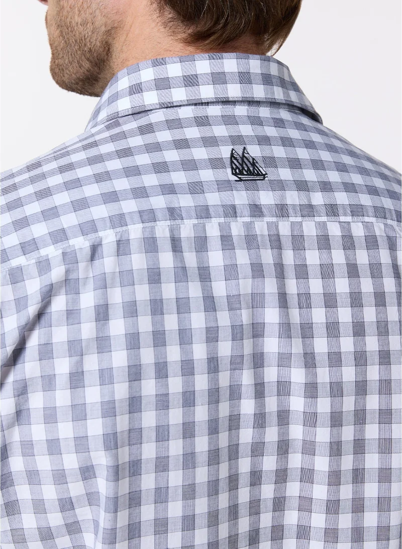 MANNERISM  The Mariner White and Navy Poplin Check Shirt Slim Fit for Men | Best Price UAE