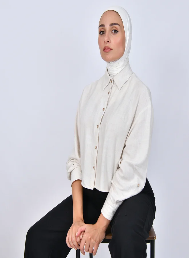 عبايات حوراء طرحة قطنية بطقطق - اوف وايت