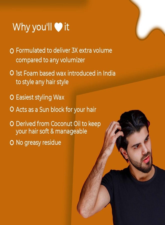 Nishman Hair Styling Foam Wax for Men | Natural Shine | Strong Hold | Hair Styling Wax | Bouncy Finish| Voluminous Hair| 100% Natural | Toxic Free | 150 ML - Image 4