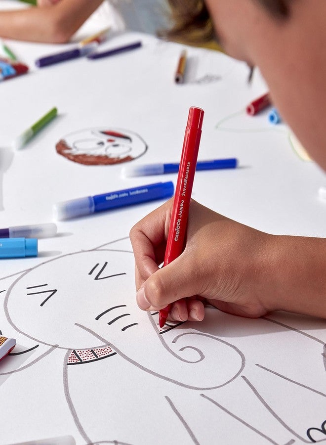 كاريوكا أقلام تلوين جامبو قابلة للغسل من CARIOCA للأطفال - 12 لونًا متنوعًا، أقلام ماكسي برأس لباد 6 مم مع فوهة عريضة، غير سامة، سهلة الإمساك، أدوات مدرسية، صنع في إيطاليا - Image 4
