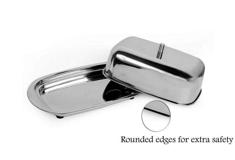 Dharam Paul Traders® Stainless Steel Butter Box Container Dish 500 Gram with lid for Fridge/Dining Table/kitchen,1 piece. - Image 5