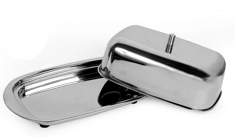 Dharam Paul Traders® Stainless Steel Butter Box Container Dish 500 Gram with lid for Fridge/Dining Table/kitchen,1 piece. - Image 1